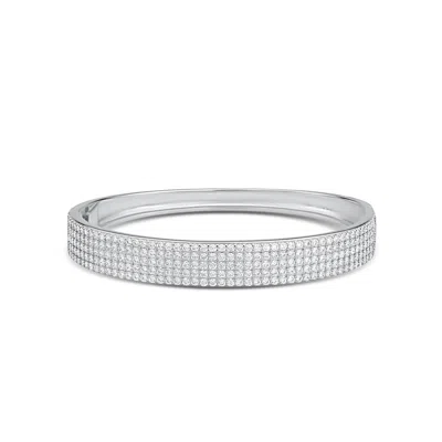 Shymi Women's Five Row Pave Bangle - Silver In White