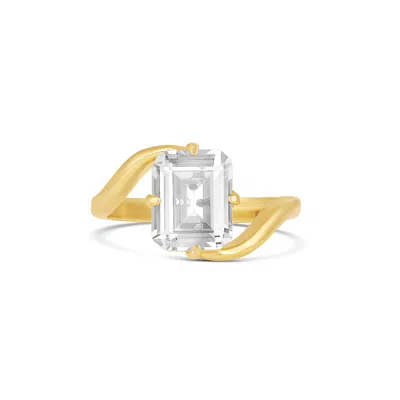 Shymi Women's Floating Emerald Shape Cocktail Ring - Gold