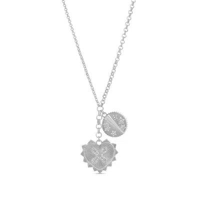 Shymi Women's Fluted Heart Charm Necklace - Silver In Metallic