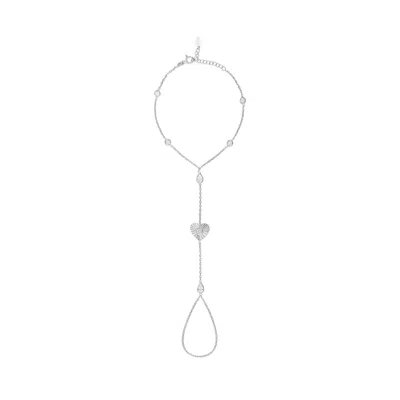 Shymi Women's Fluted Heart Hand Chain - Silver In Metallic