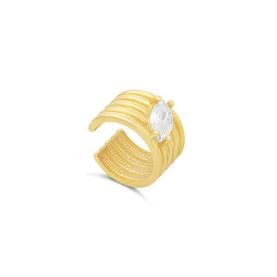 Shymi Women's Fluted Marquise Stone Ear Cuff - Gold