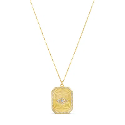 Shymi Women's Fluted Rectangle Evil Eye Disk Necklace - Gold