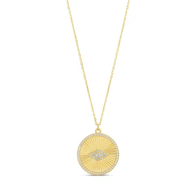Shymi Women's Fluted Round Evil Eye Disk Necklace - Gold