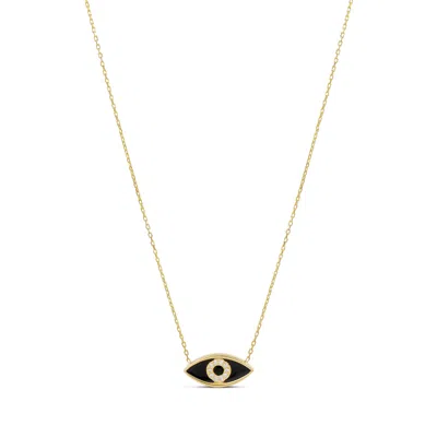 Shymi Women's Gold / Black Black Enamel Evil Eye Necklace In Multi