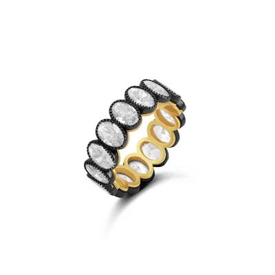 Shymi Women's Gold / Black Black Rhodium Oval Eternity Band In Gold/black