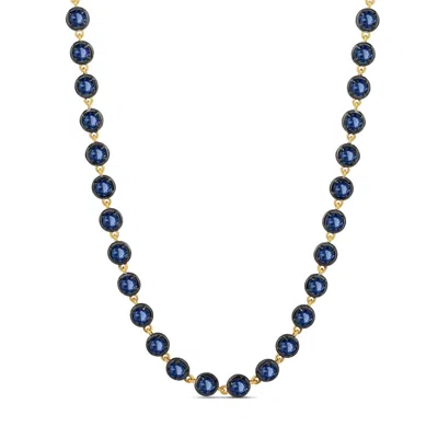 Shymi Women's Gold / Black / Blue Round Victorian Style Tennis Necklace - Blue In Gold/black/blue