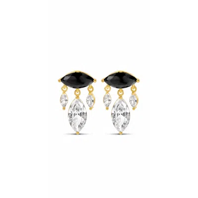 Shymi Women's Gold / Black Marquise Chandelier Earrings - Gold & Black