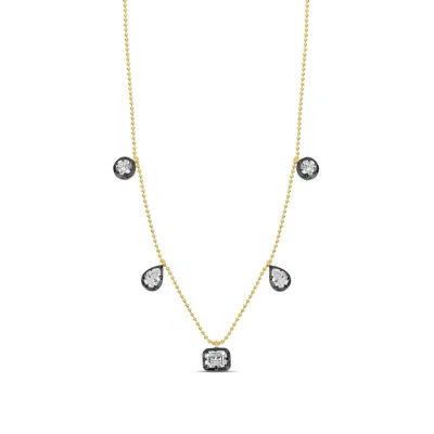 Shymi Women's Gold / Black Mix Shape On A Beaded Ball Chain Necklace - Black Rhodium