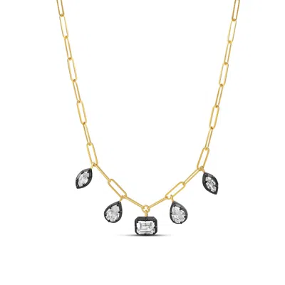 Shymi Mixed Shape Cubic Zirconia Paperclip Necklace In Gold