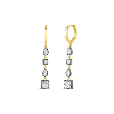 Shymi Women's Gold / Black Multi Shape Hanging Earrings