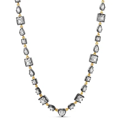 Shymi Women's Gold / Black Multi Stone Black Rhodium Necklace