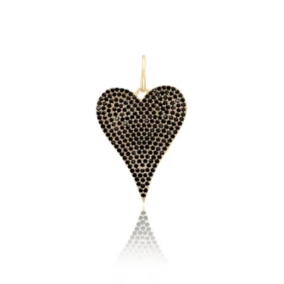 Shymi Women's Gold / Black Pave Heart Charm - Black