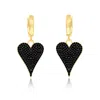 Shymi Women's Gold / Black Pave Heart Earrings - Black