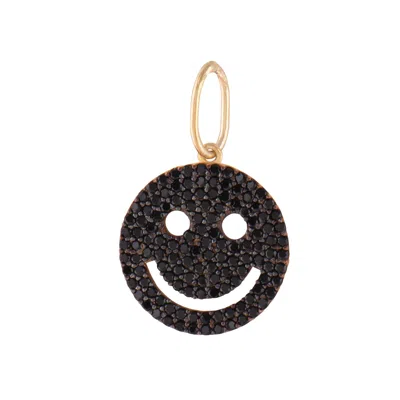 Shymi Women's Gold / Black Pave Smiley Charm