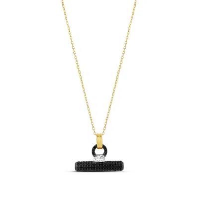 Shymi Women's Gold / Black Pave T Bar Necklace - Black