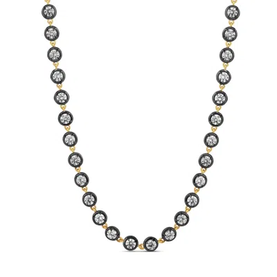 Shymi Women's Gold / Black Round Victorian Style Tennis Necklace - Black Rhodium In Gold/black