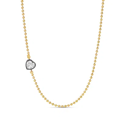 Shymi Women's Gold / Black Side Shape On Beaded Ball Chain - Heart