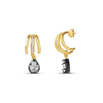Shymi Triple Statement Huggie Hoop Earrings In Gold