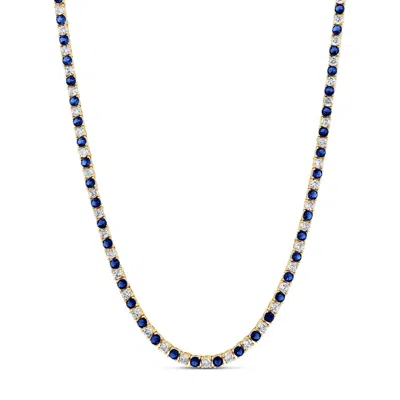 Shymi Women's Gold / Blue Alternating Color Tennis Necklace - Gold & Blue