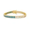 Shymi Women's Gold / Blue Bezel-set Emerald Half Turquoise Tennis Bracelet In Gold