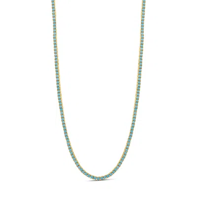 Shymi Women's Gold / Blue Classic Turquoise Two Mm Tennis Necklace In Gray
