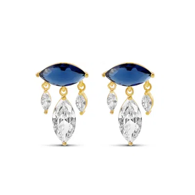 Shymi Marquise Chandelier Drop Earrings In Blue