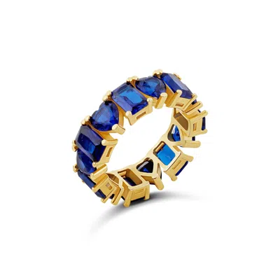 Shymi Women's Gold / Blue Heart And Emerald Eternity Band - Gold & Blue