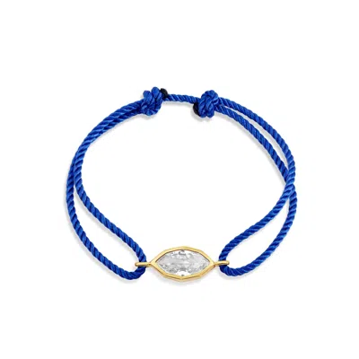 Shymi Women's Gold / Blue Marquise Adjustable Rope Bracelet In Gold/blue