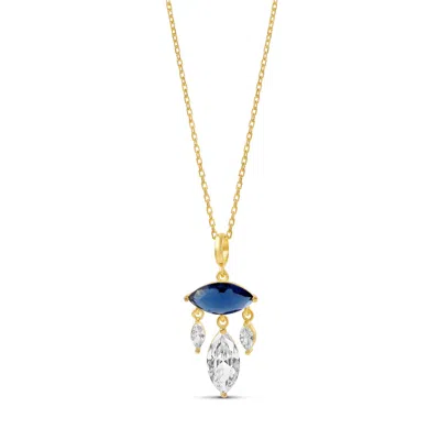 Shymi Marquise Chandelier Pendant Necklace In Blue