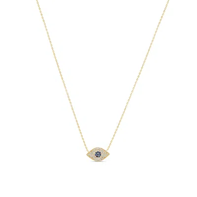 Shymi Women's Gold / Blue Pave Evil Eye Necklace