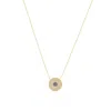 Shymi Women's Gold / Blue Round Pave Evil Eye Necklace In Gold