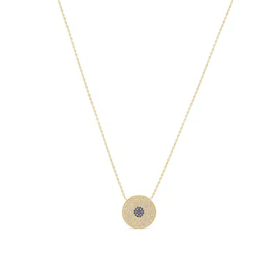 Shymi Women's Gold / Blue Round Pave Evil Eye Necklace