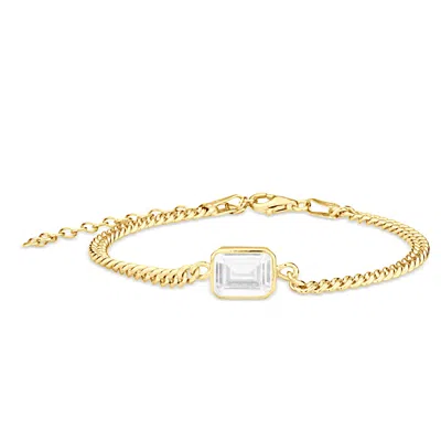 Shymi Women's Gold Fancy Shape On A Curb Chain Bracelet - Emerald