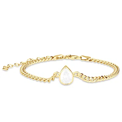 Shymi Women's Gold Fancy Shape On A Curb Chain Bracelet - Pear