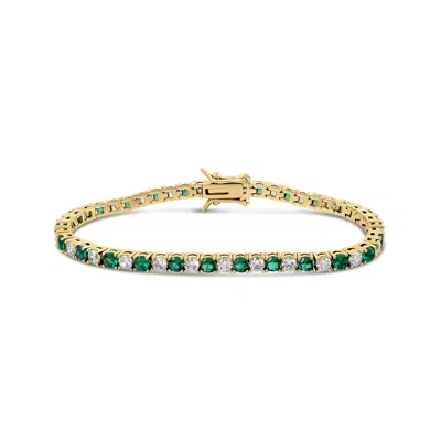 Shymi Women's Gold / Green Alternating Color Tennis Bracelet - Gold & Emerald