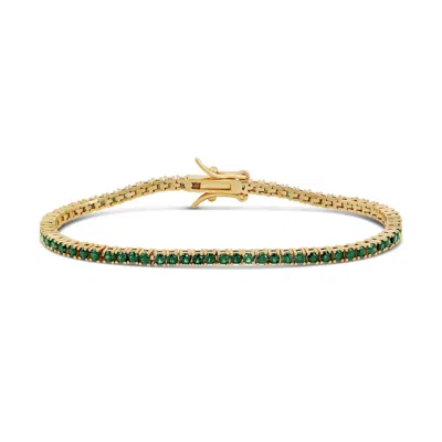 Shymi Women's Gold / Green Classic Two Mm Emerald Tennis Bracelet - Gold