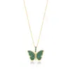 Shymi Women's Gold / Green Pave Butterfly Necklace - Gold & Green In Gold