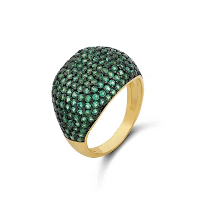 Shymi Women's Gold / Green Pave Signet Ring - Green