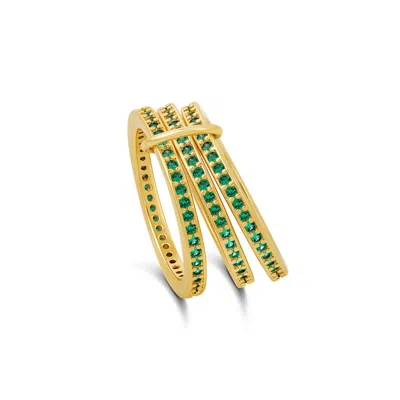 Shymi Women's Gold / Green Stack Ring - Gold & Green