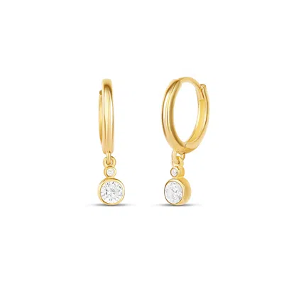 Shymi Women's Gold Mini Bezel Drop Earrings - Round