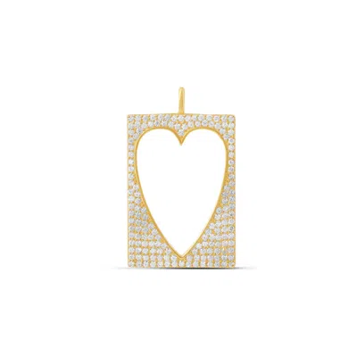 Shymi Women's Gold Open Pave Heart Tag Charm