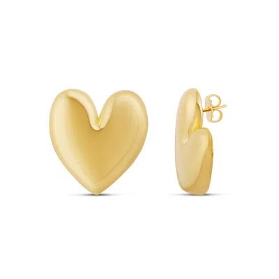Shymi Women's Gold Oversized Puffy Heart Earrings