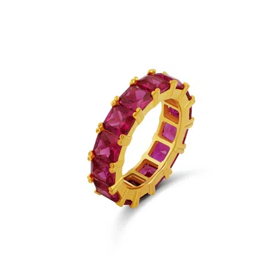 Shymi Women's Gold / Pink Emerald Prong-set Eternity Band - Pink In Multi