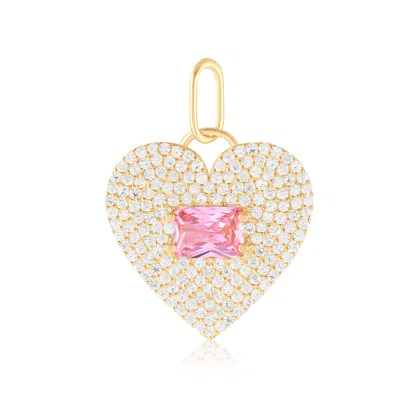 Shymi Women's Gold / Pink Pave Heart & Stone Charm - Gold & Pink In Multi