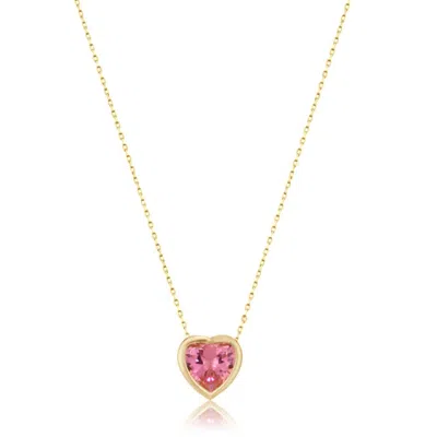 Shymi Women's Gold / Pink / Purple Bezel-set Solitaire Necklace - Heart Gold & Light Pink