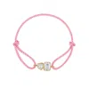 Shymi Women's Gold / Pink / Purple Cord Bracelet - Pink & Gold One Heart & One Emerald Stone In Pink