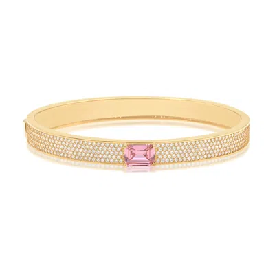 Shymi Women's Gold / Pink / Purple Pave Bangle With Stone - Gold & Pink