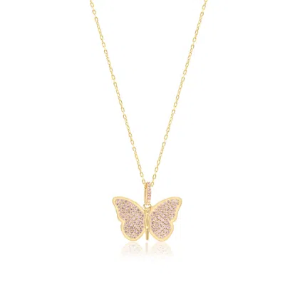 Shymi Women's Gold / Pink / Purple Pave Butterfly Necklace - Gold & Pink In Multi