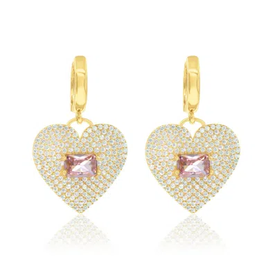 Shymi Women's Gold / Pink / Purple Pave Heart Gem In Multi