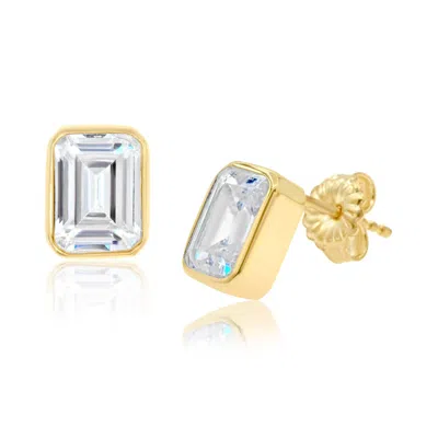 Shymi Women's Gold / Silver Fancy Shape Bezel Set Studs - Emerald Gold In Multi